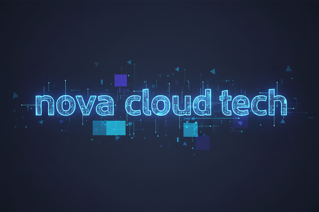 the word "nova cloud tech" written in a techy way